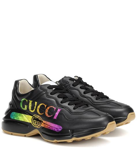 rhyton leather sneakers gucci|Gucci rhyton women's sneakers.